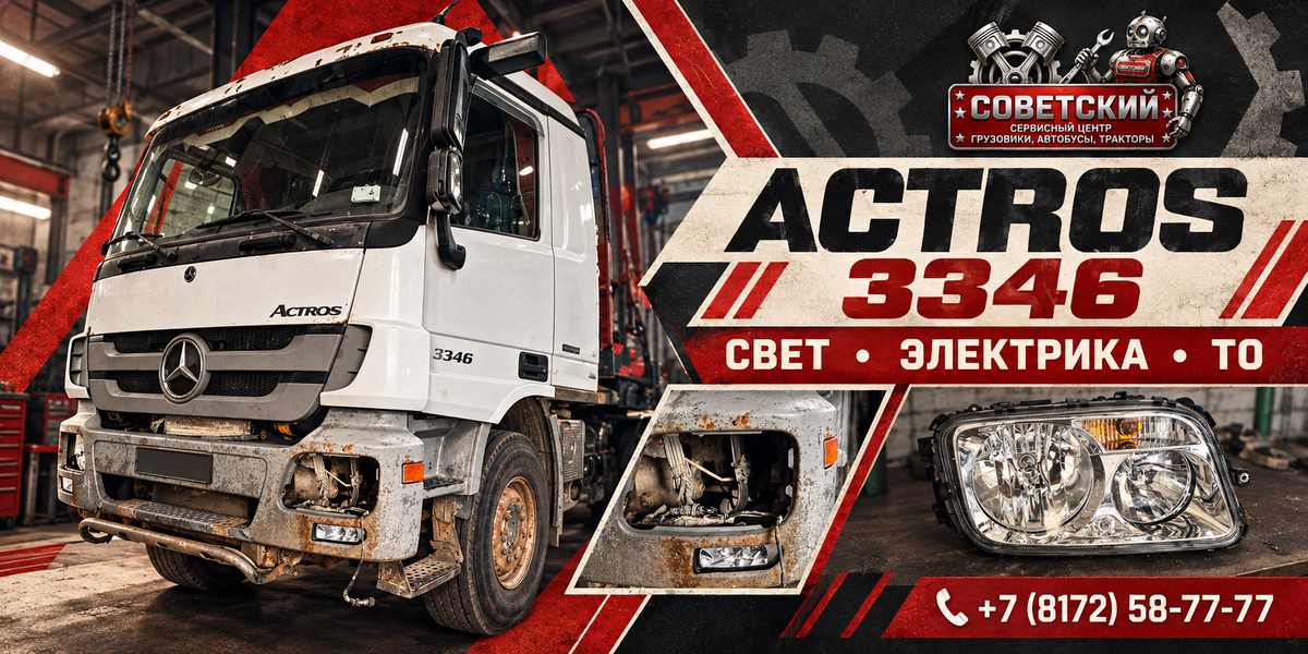 Mercedes-Benz Actros 3346: передний свет, электрика и ТО в Вологде